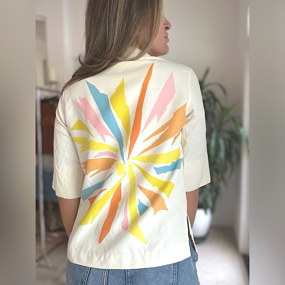 Vintage Top Button Down Sunburst Short Sleeve Medium